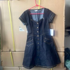 Unique vintage denim black dress